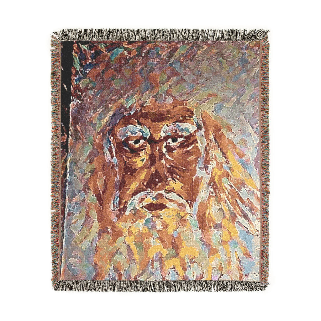 God Art by JL woven blanket : Face of God