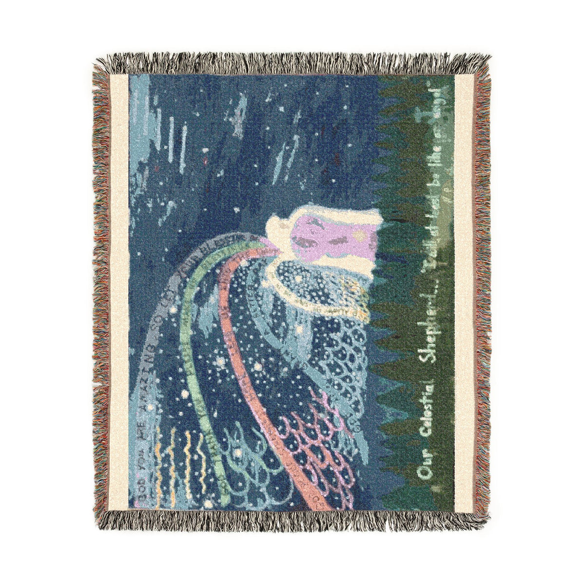 God Art by JL woven blanket : Our Celestial Shepherd