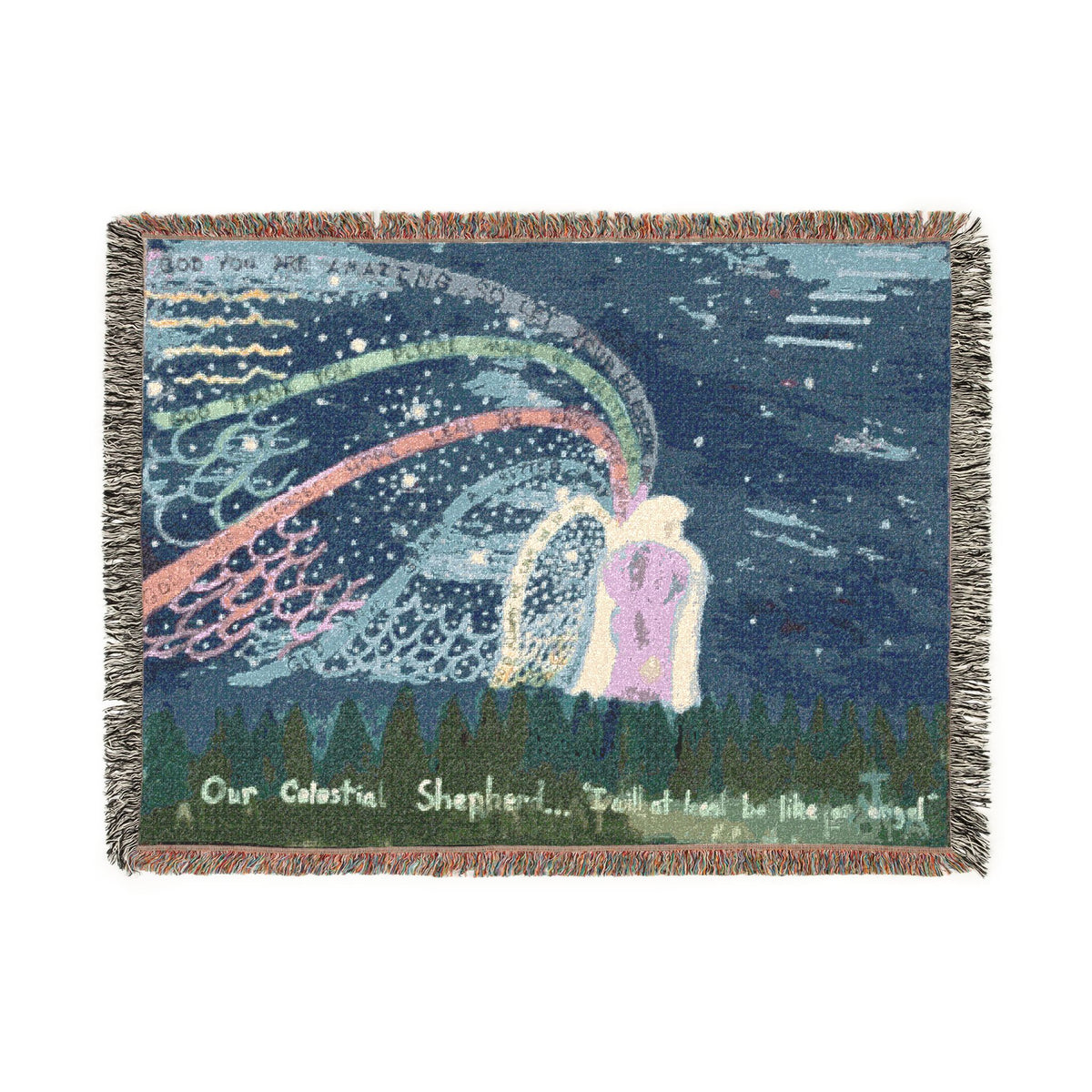 God Art by JL woven blanket : Our Celestial Shepherd