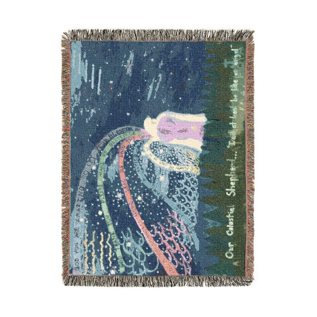 God Art by JL woven blanket : Our Celestial Shepherd