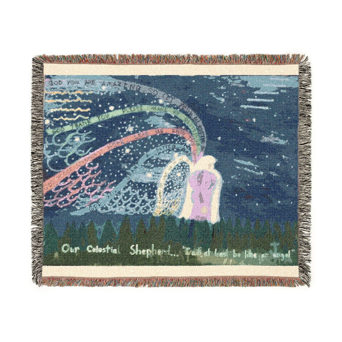 God Art by JL woven blanket : Our Celestial Shepherd