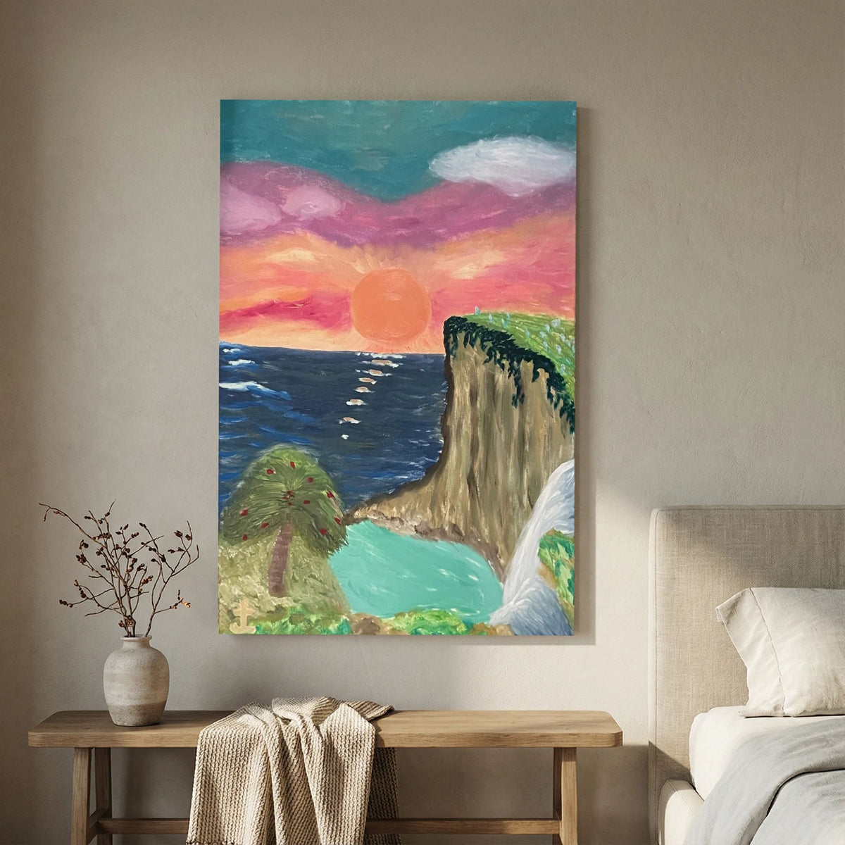 Paper Print art of JL : Tropical Cliff Jumping